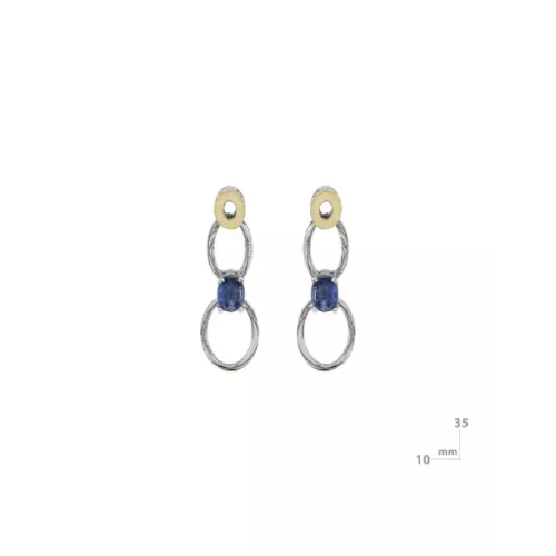 Arracades Miquel Sarda plata or pedra blava tanca boto - 22376