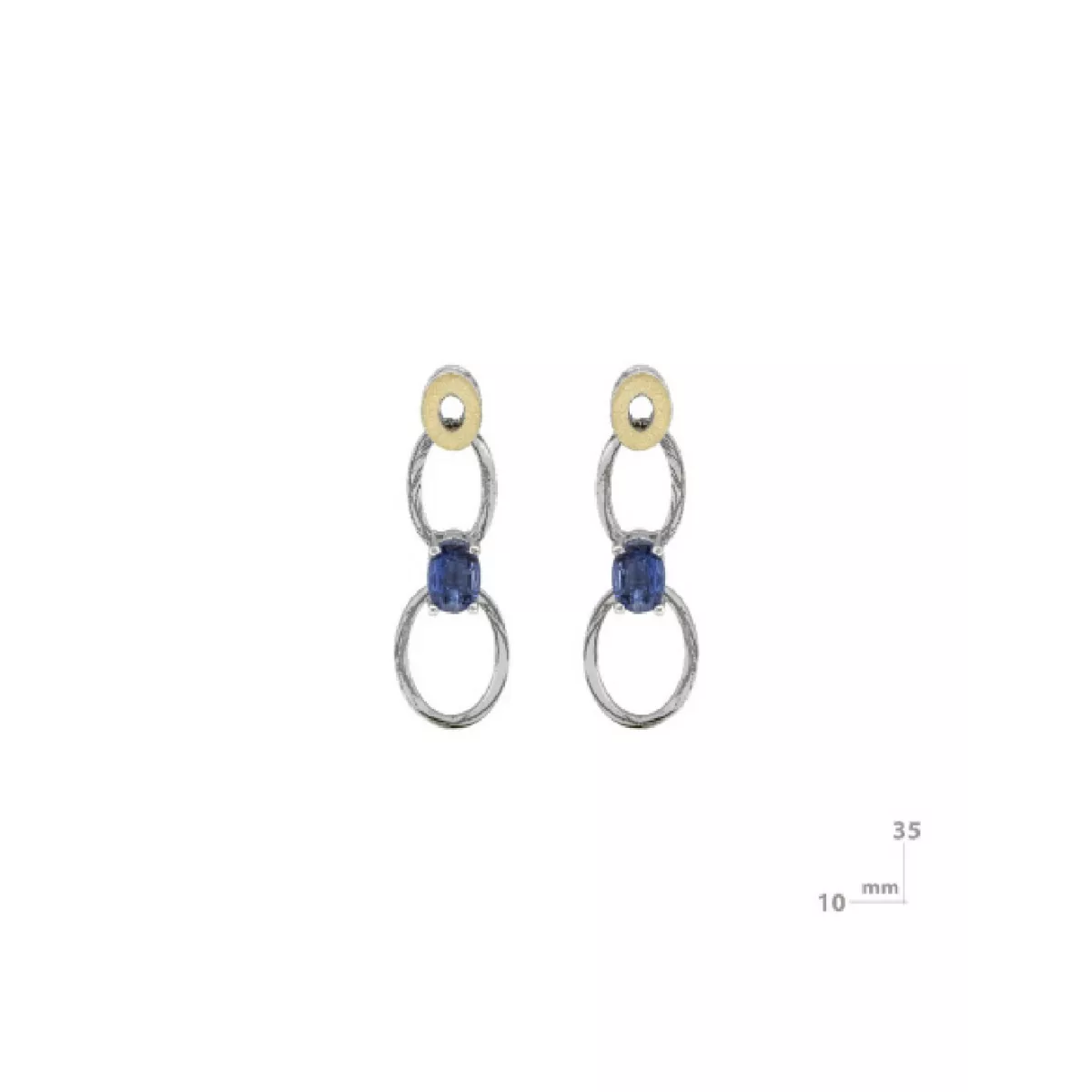 Arracades Miquel Sarda plata or pedra blava tanca boto - 22376