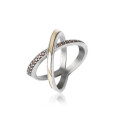 Anillo Sunfield plata oro circon cruzado - AN062797