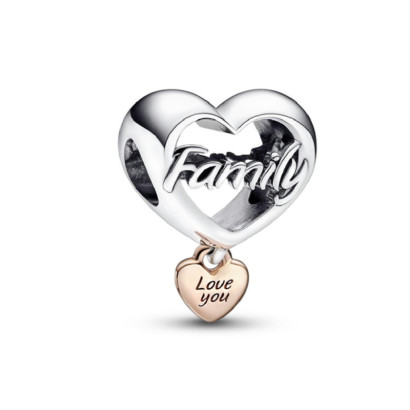 Charm Pandora cor family plata rose 14k - 782326C00