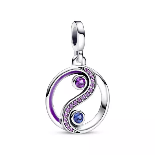 Charm Pandora plata ying-yang zircon i esmalt - 792307C01