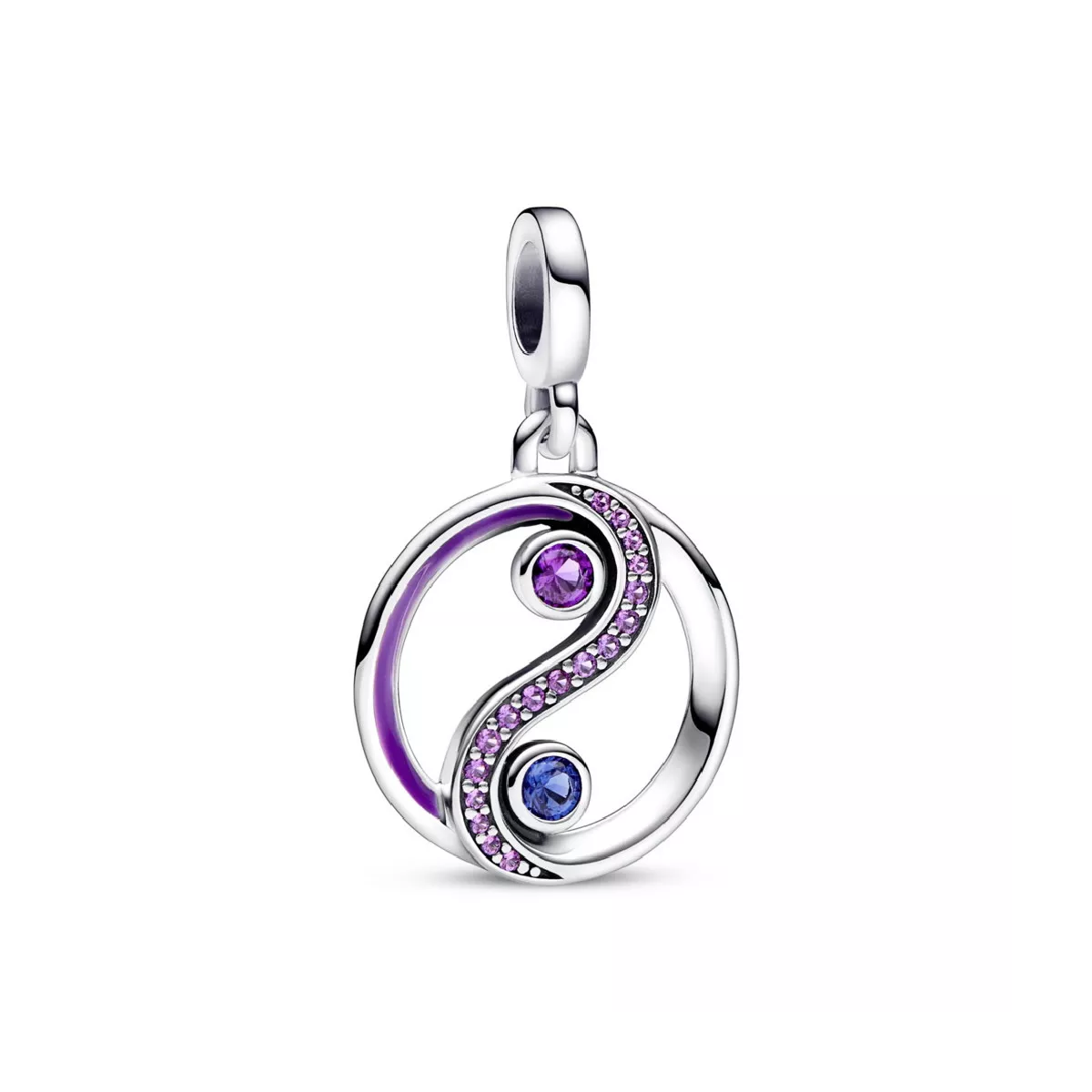 Charm Pandora plata ying-yang zircon i esmalt - 792307C01