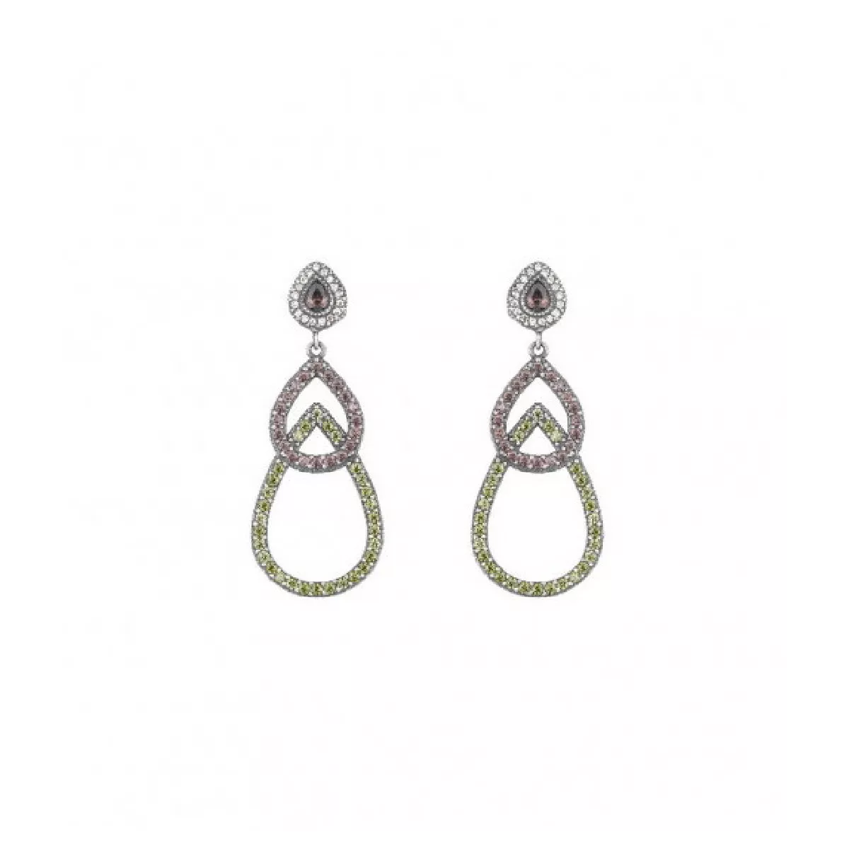Pendientes Sunfield plata colgando circon color - PE061202