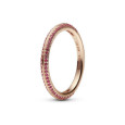 Anell Pandora plata 14k rose zircon vermell - 189679C02