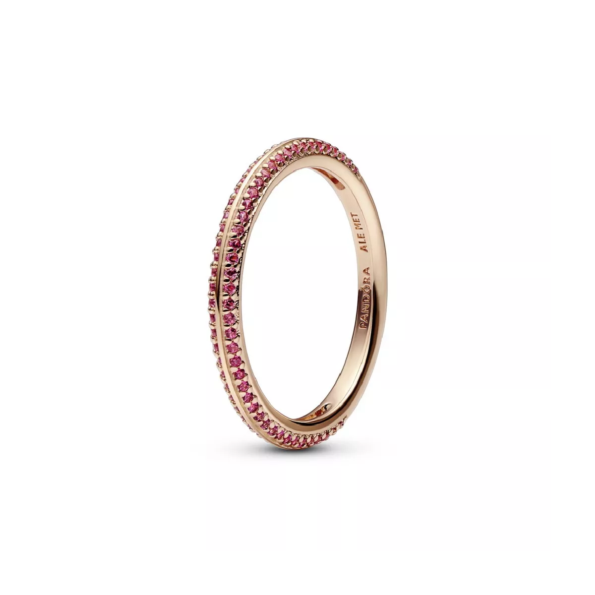 Anell Pandora plata 14k rose zircon vermell - 189679C02