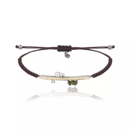 Polsera Sunfield or, plata, zircon color amb nailon - PU064111