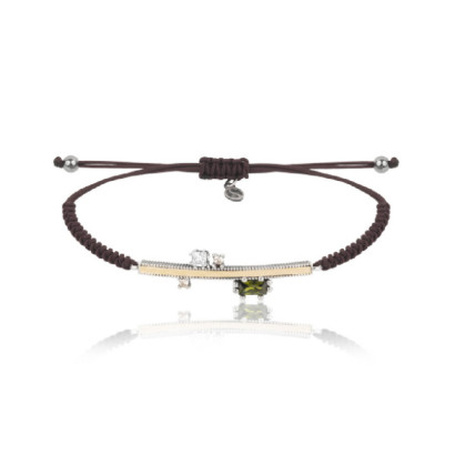 Polsera Sunfield or, plata, zircon color amb nailon - PU064111