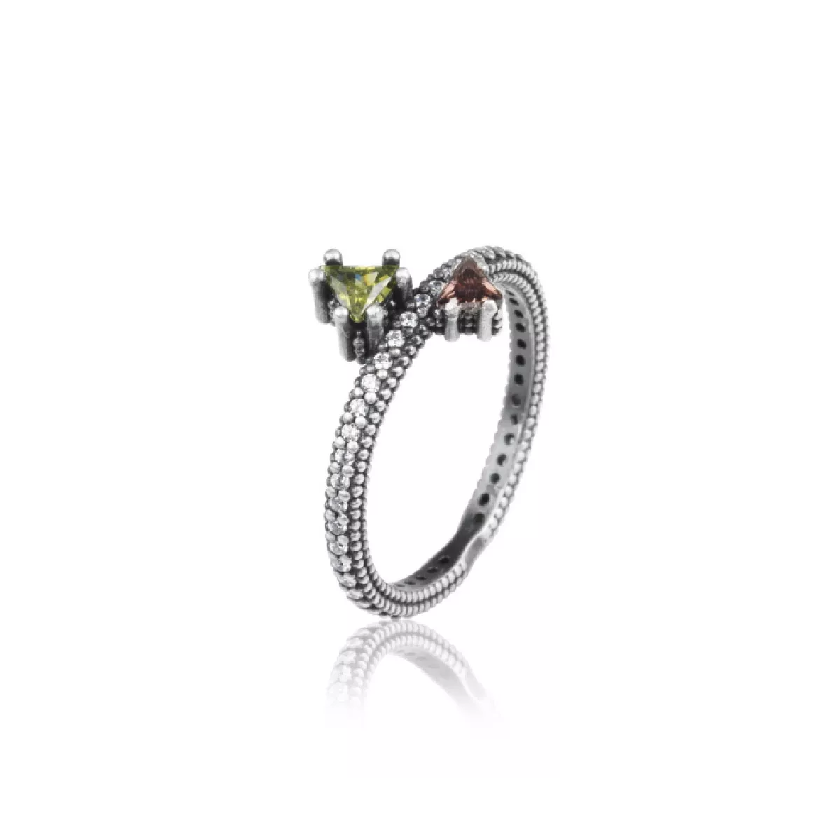 Anell Sunfield plata zircon verd i granat - AN064173