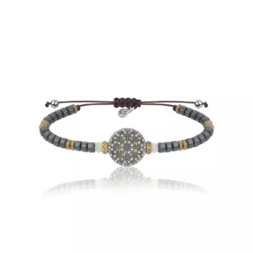 Polsera Sunfield plata, hematites, nailon - PU064212