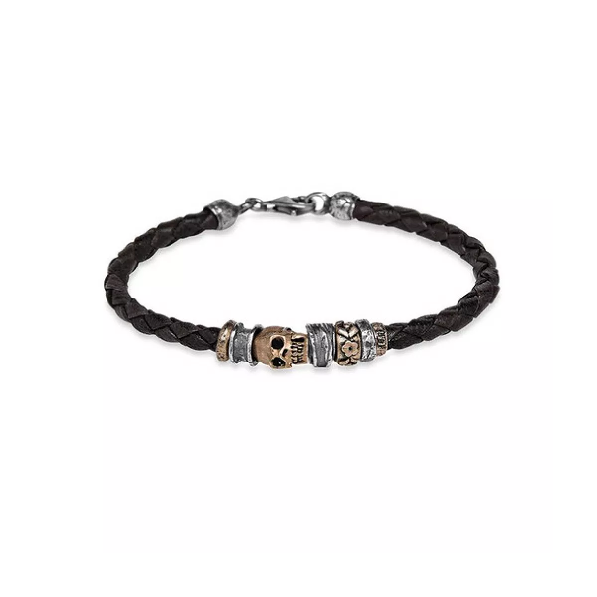 Polsera Platadepalo Skull plata bronze cuir - CAB39B