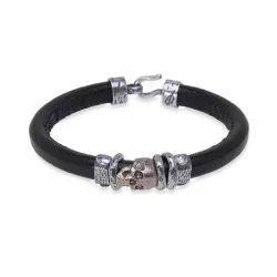 Polsera Platadepalo Skull plata bronze cuir - CAB80A T/21