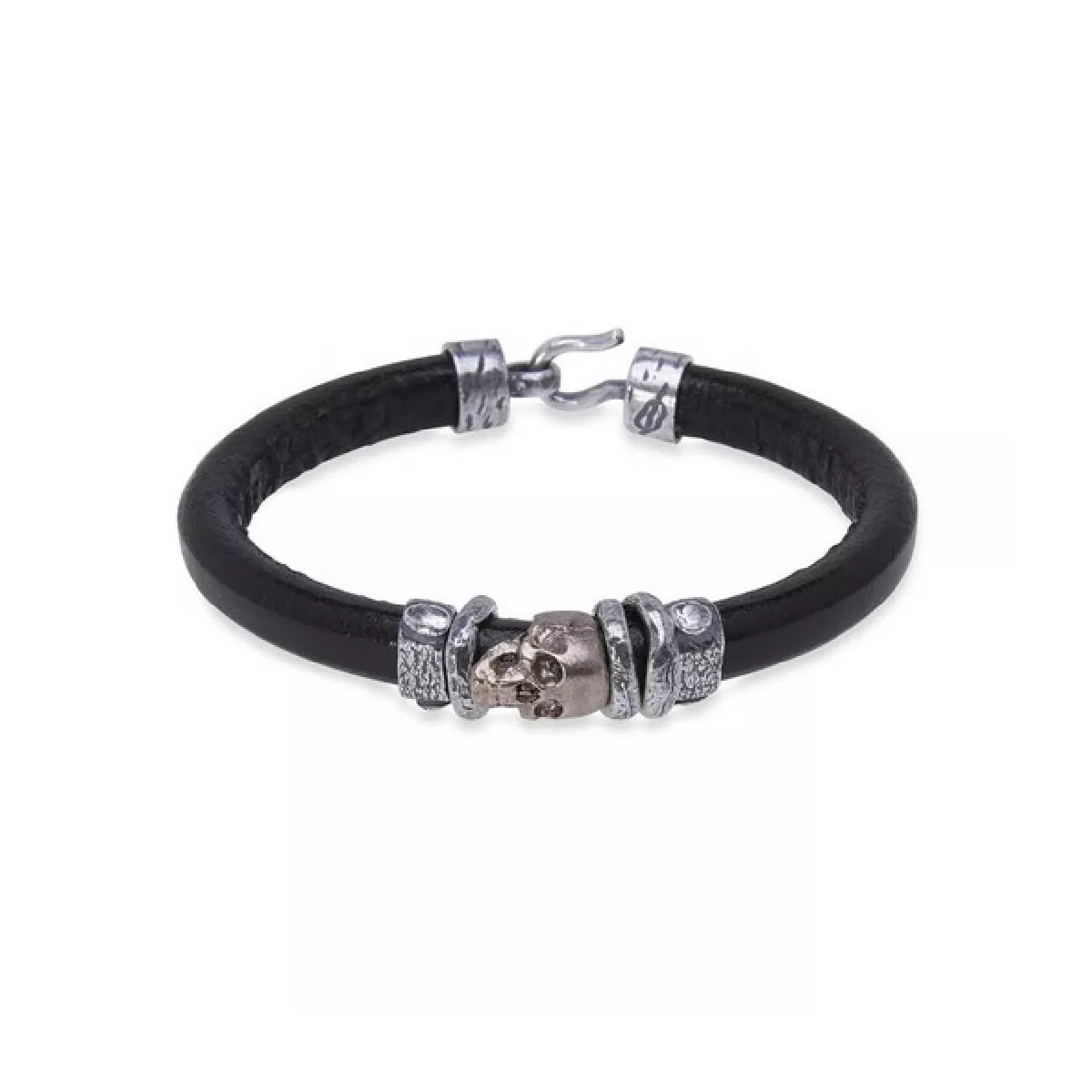 Polsera Platadepalo Skull plata bronze cuir - CAB80A T/21