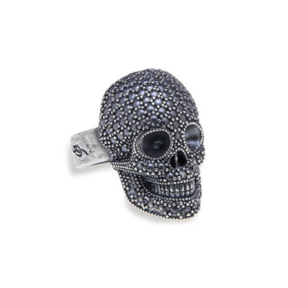 Anell Platadepalo plata calavera zircon - SR013A