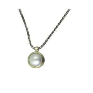 Colgante Styliano plata oro perla cadena plata - CSP8MM/1