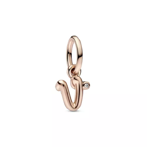 Charm Pandora inicial V rose 14k gold plated  zircon - 782480C01