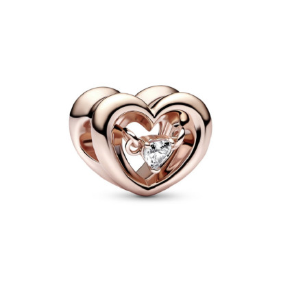 Charm Pandora plata cor 14k rose gold plated zircon - 782493C01