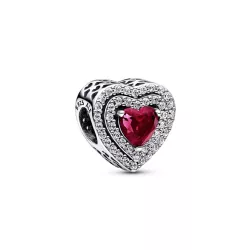 Charm Pandora corazon plata circon rojo - 799218C02