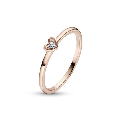 Anillo Pandora plata corazon 14k rose gold plated zircon - 182495C01