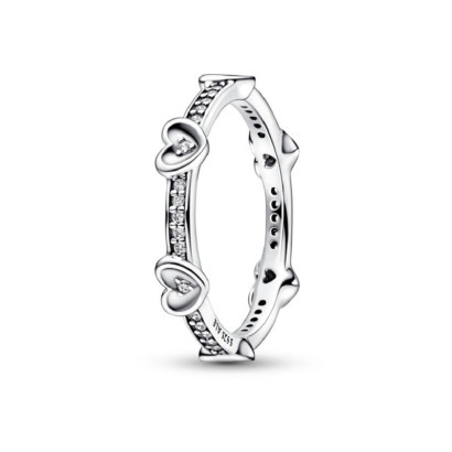 Anillo Pandora plata circon corazones - 192496C01