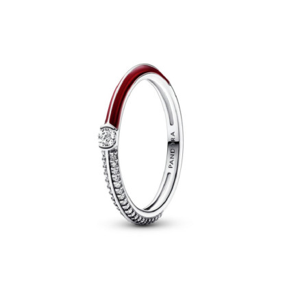 Anillo Pandora plata circon esmalte rojo - 192528C01