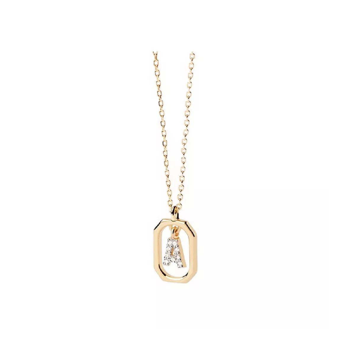 Penjoll Pdpaola lletra A Mini plata bany or 18k - CO01-512-U