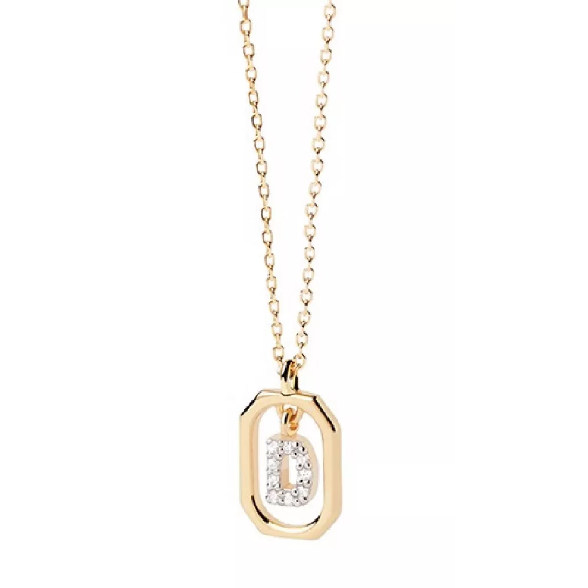 Penjoll Pdpaola lletra D Mini plata bany or 18k - CO01-515-U