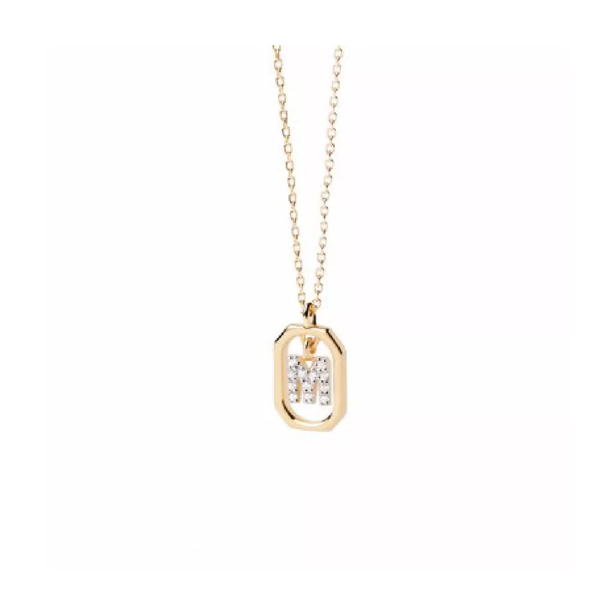 Penjoll Pdpaola lletra M Mini plata bany or 18k - CO01-524-U