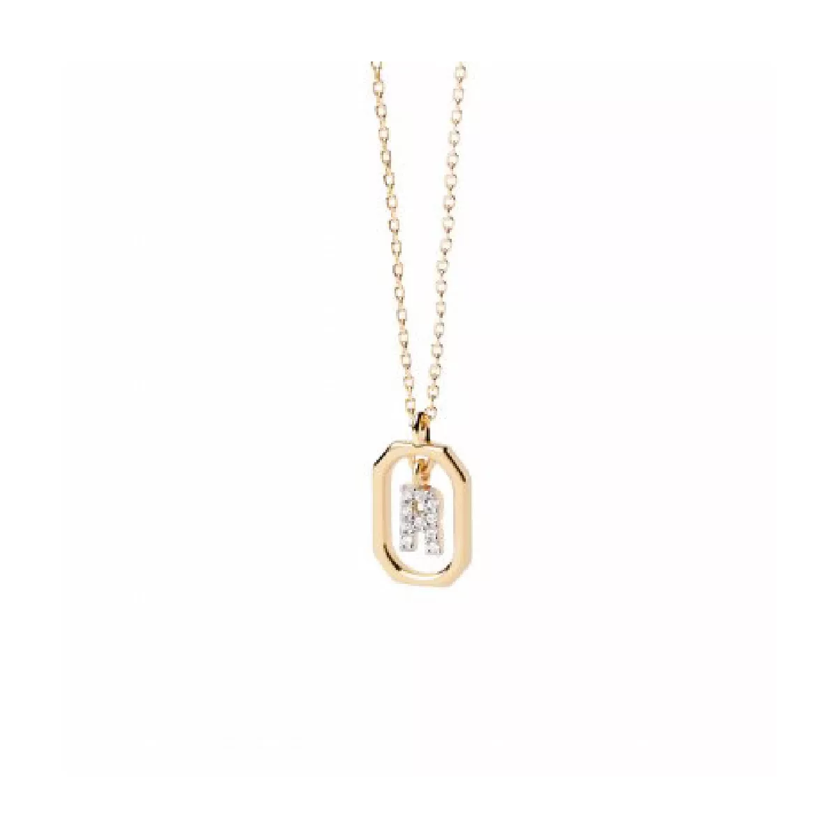 Penjoll Pdpaola lletra R Mini plata bany or 18k - CO01-529-U