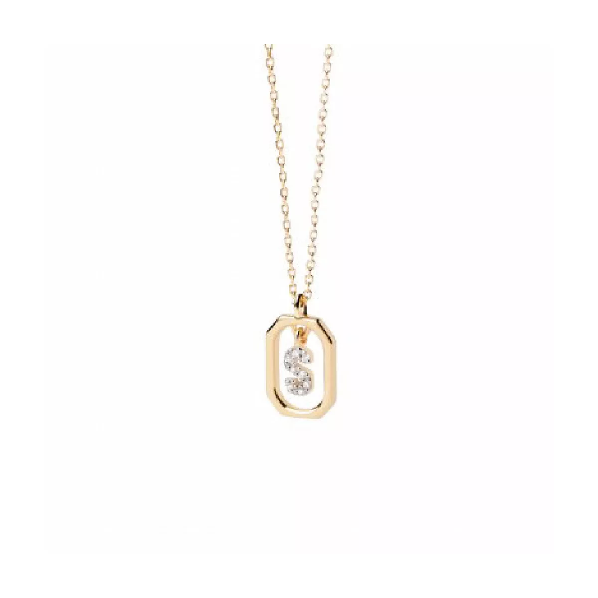 Colgante Pdpaola letra S Mini plata baño oro 18k - CO01-530-U