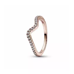 Anell Pandora plata 14k rose gold plated zircon onda - 182539C01