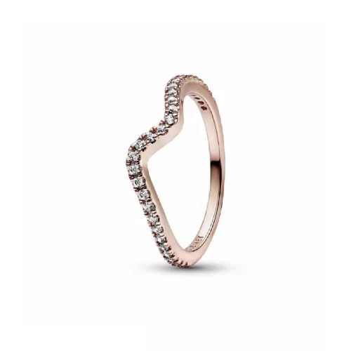 Anell Pandora plata 14k rose gold plated zircon onda - 182539C01