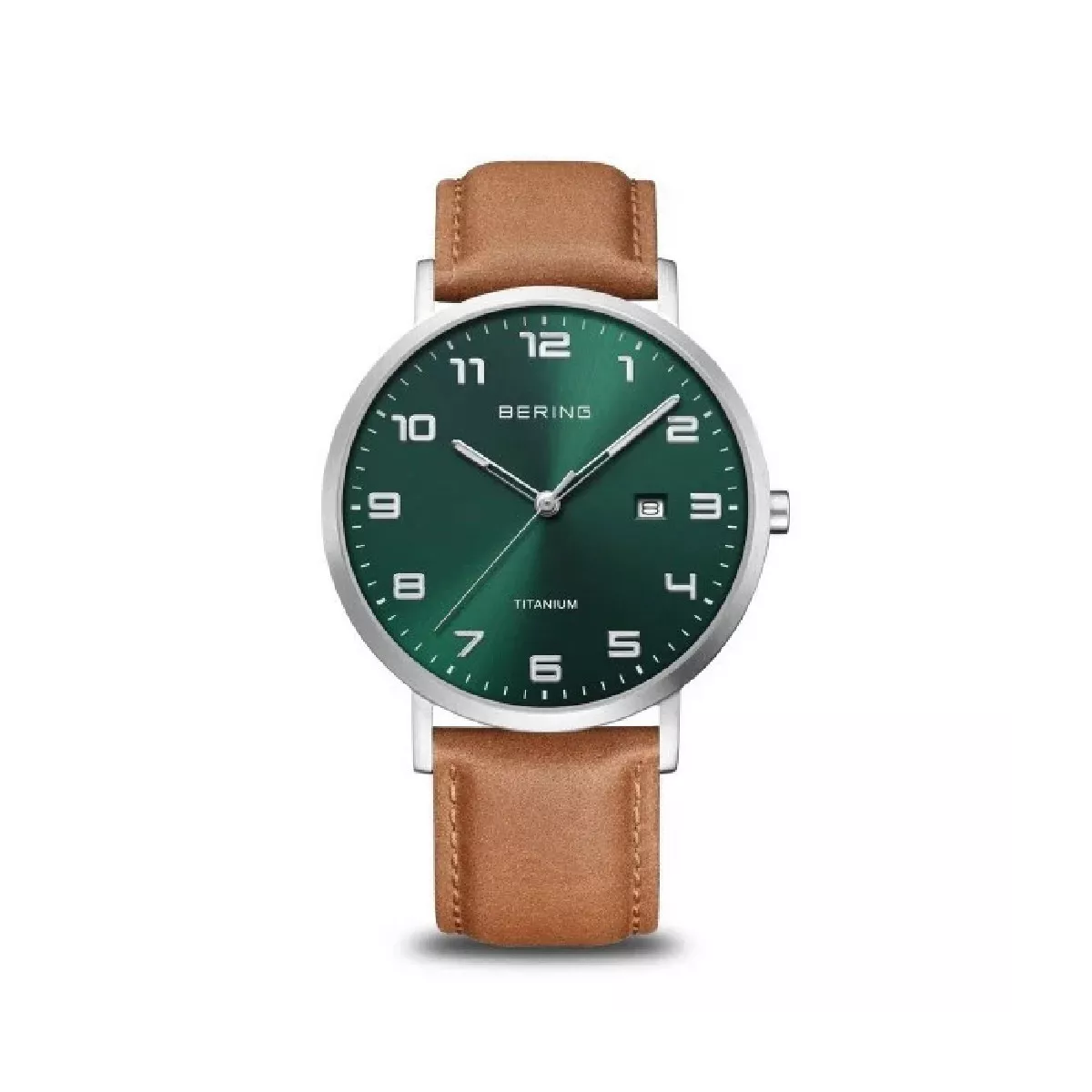 Rellotge Bering titani esfera verda 40mm de diametre de caixa corretja pell vidre safir - 18640-568