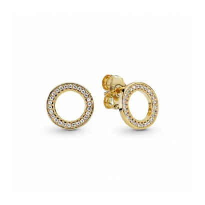 Arracades Pandora plata 14k gold plated zircon - 268649C01
