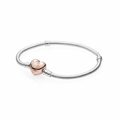 Pulsera Pandora plata cierre corazon 14k rose gold- plated - 580719-20