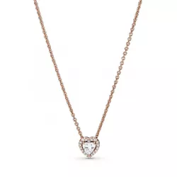 Penjoll Pandora cor zircon plata rose 14k gold-plated cadena - 388425C01-45