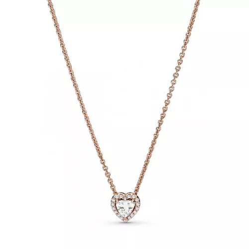 Colgante Pandora corazon circon plata 14k gold plated cadena - 388425C01-45