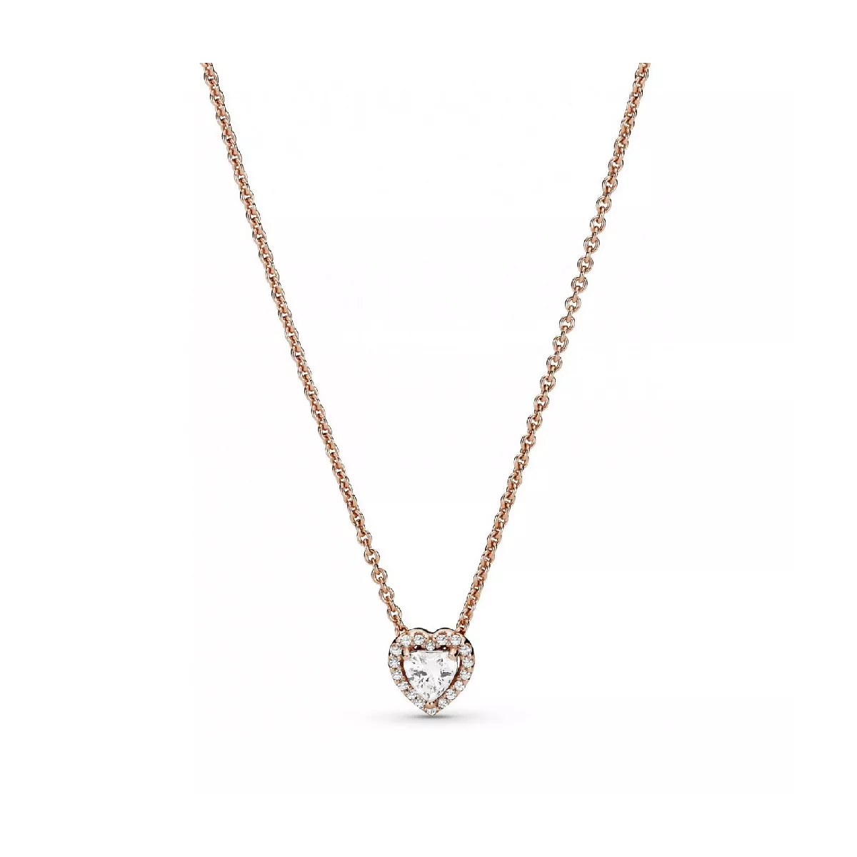 Penjoll Pandora cor zircon plata rose 14k gold-plated cadena - 388425C01-45