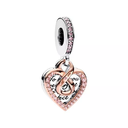 Charm Pandora plata cor infinit rose 14k gold plated zircon - 782641C01