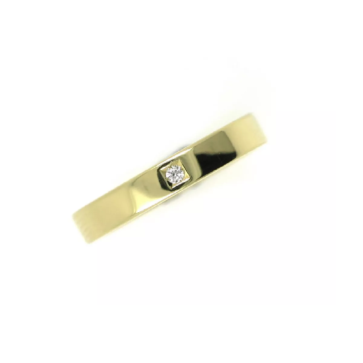 Anillo oro amarillo 18k 3.8mm plano 1 brillante - AL023B