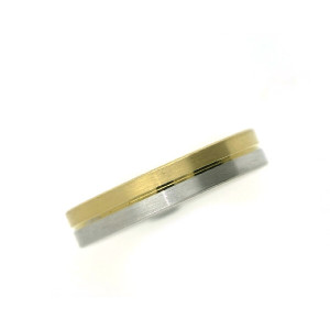 Anillo oro blanco-amarillo mate 18k 4mm - M-SC129