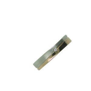 Anell or rosa pulit i or blanc mate 18k 4x1.2mm 1brillant - AL0120B