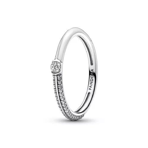 Anell Pandora plata zircon esmalt blanc - 192528C02