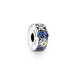Clip Pandora plata lluna sol zircon blau - 792681C01