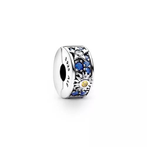 Clip Pandora plata lluna sol zircon blau - 792681C01