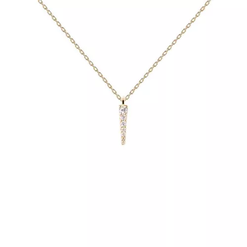 Colgante Pdpaola Peak plata 14k gold.plated zircon cadena - CO01-478-U