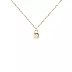 Penjoll Pdpaola Padlock plata gold plated zircon cadena - CO01-487-U