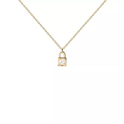 Penjoll Pdpaola Padlock plata gold plated zircon cadena - CO01-487-U