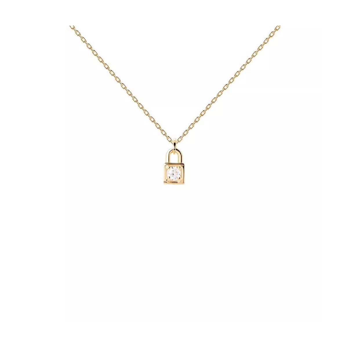 Penjoll Pdpaola Padlock plata gold plated zircon cadena - CO01-487-U