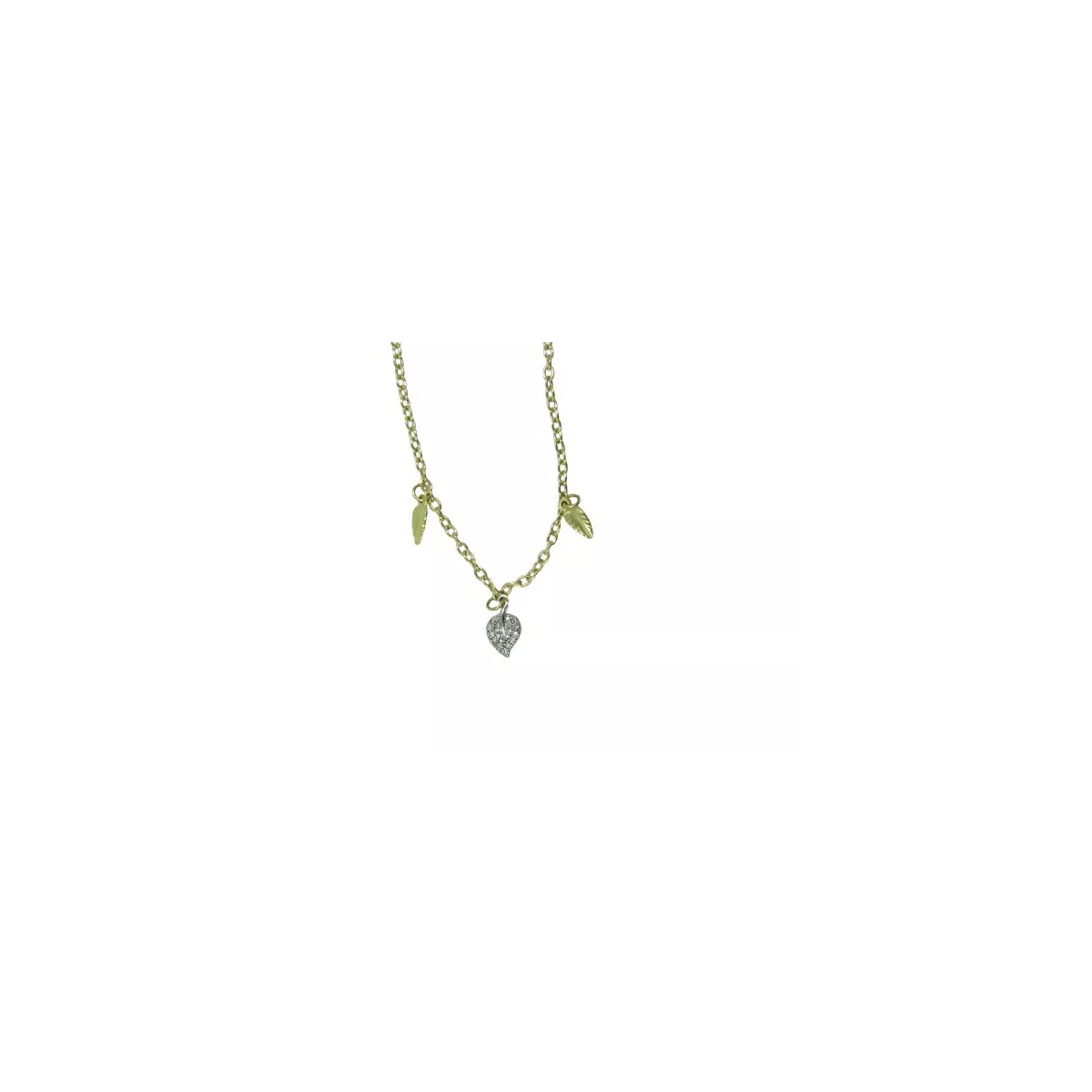 Penjoll fulla or blanc 18k brillants cadena 41cm - RMG-020057