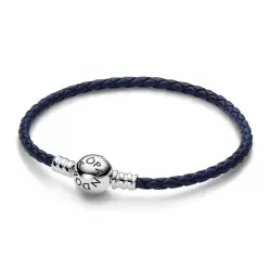 Pulsera Pandora plata cuero trenzado azul - 592790C01